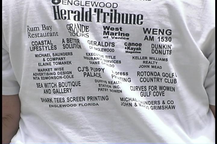 Kayak Festival Sponsors - Printed by Shark Tee's - Modeled by Karen Maurer